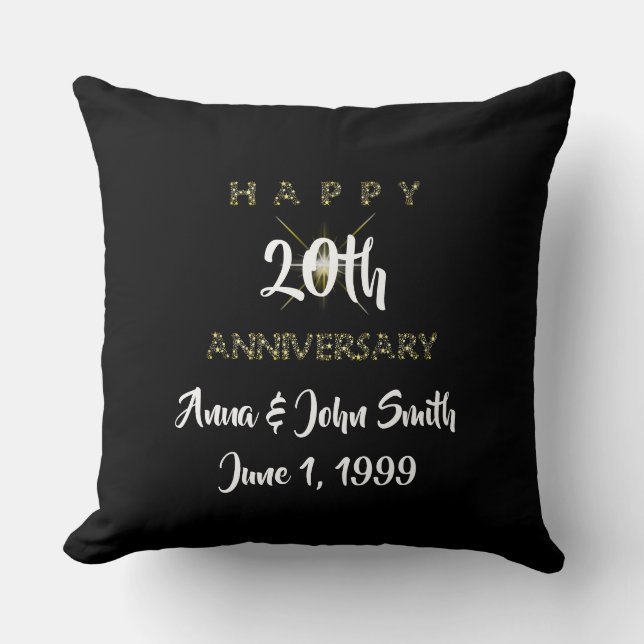 Customizable Happy Anniversary Starry Throw Pillow (Front)