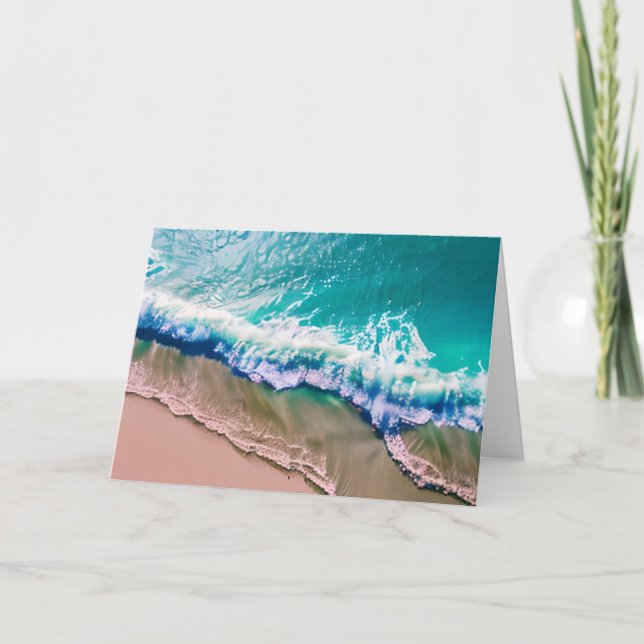 Customizable Happy Anniversary | Turquoise Waves Card (Front)