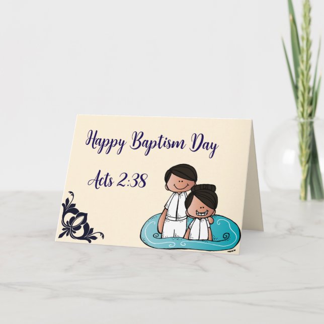 Customizable Happy Baptism Day - Acts 2:38 Thank You Card (Front)