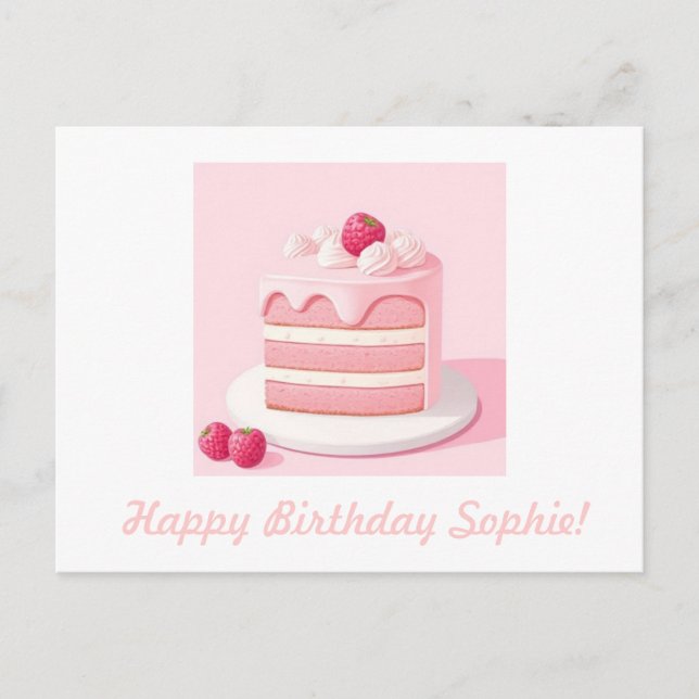 Customizable Happy Birthday Cake Postcard (Front)