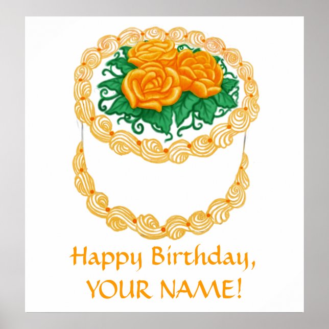 Customizable Happy Birthday Cake Print (Front)
