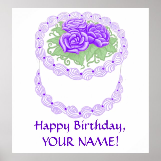 Customizable Happy Birthday Cake Print (Front)