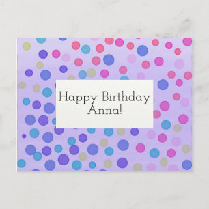 Customizable Happy Birthday Card confetti purple