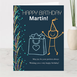 Customizable Happy Birthday Cute Stickman Card