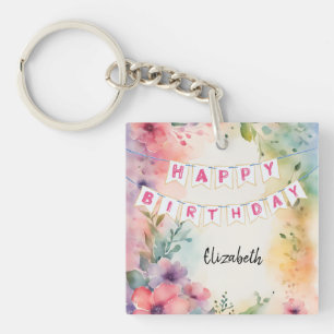 Customizable Happy Birthday Napkins Keychain
