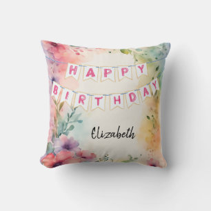 Customizable Happy Birthday Napkins Throw Pillow