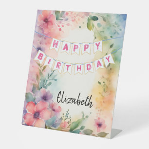 Customizable Happy Birthday Pedestal Sign