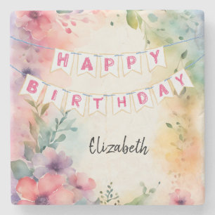 Customizable Happy Birthday Stone Coaster