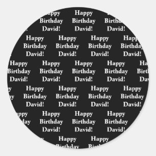 Customizable Happy Birthday Text   Black & White Classic Round Sticker