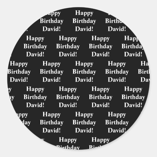 Customizable Happy Birthday Text | Black & White Classic Round Sticker (Front)