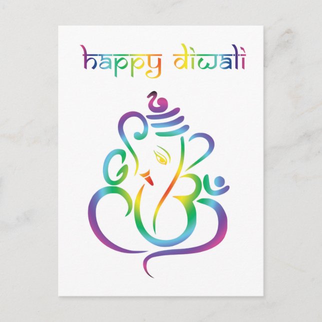 🕉☸Customizable 😍 Happy Diwali with Lord Ganesh Postcard (Front)