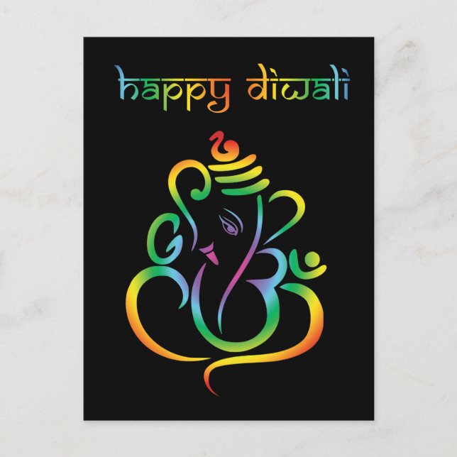🕉☸Customizable, Happy Diwali with Lord Ganesh Postcard (Front)