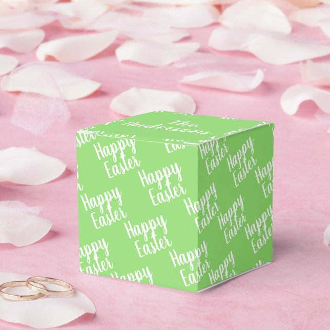 Customizable Happy Easter Green Favor Box (Wedding)