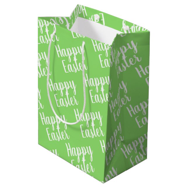 Customizable Happy Easter Green Medium Gift Bag (Back Angled)