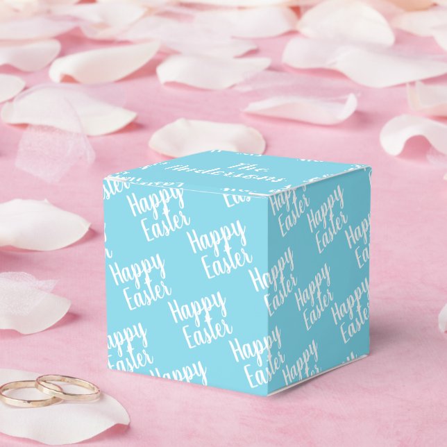 Customizable Happy Easter Light Blue Favor Box (Wedding)