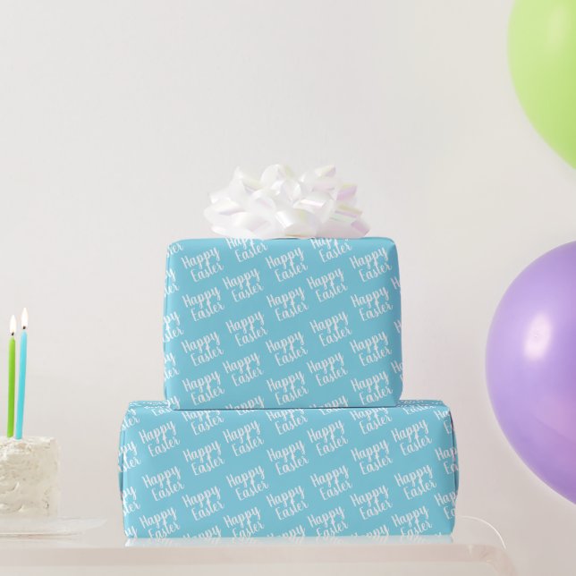 Customizable Happy Easter Light Blue Wrapping Paper (Party Gifts)