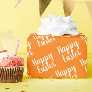 Customizable Happy Easter Orange Wrapping Paper