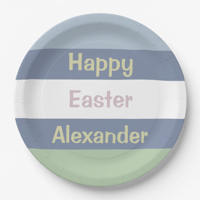 Customizable Happy Easter  Paper Plate (Front)