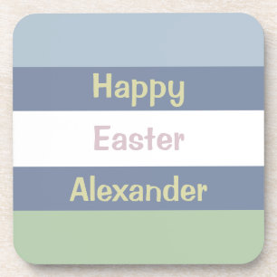 Customizable Happy Easter Text Beverage Coaster