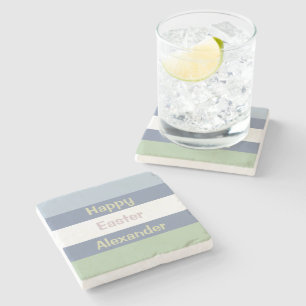 Customizable Happy Easter Text Stone Coaster