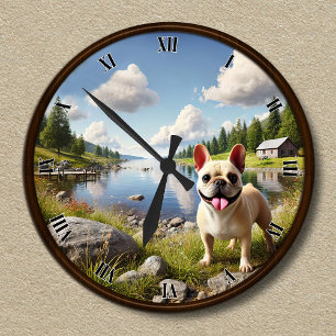 Customizable Happy French Bulldog Clock