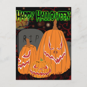 Customizable Happy Halloween Pumpkin Postcard