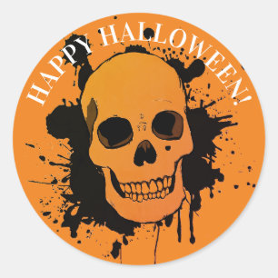 CUSTOMIZABLE HAPPY HALLOWEEN STICKER SKULL