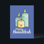 Customizable Happy Hanukkah Invitation<br><div class="desc">Cute and funny candles greeting happy Hanukkah. Customizable and editable design. Use your own words,  preferred background colour,  and even your own choice of fonts available in the store.

Have a cute and kawaii atmosphere with cute cartoon illustration.</div>