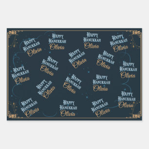 Customizable Happy Hanukkah Wrapping Paper Gift