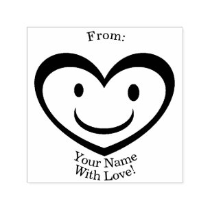 customizable happy heart self-inking stamp