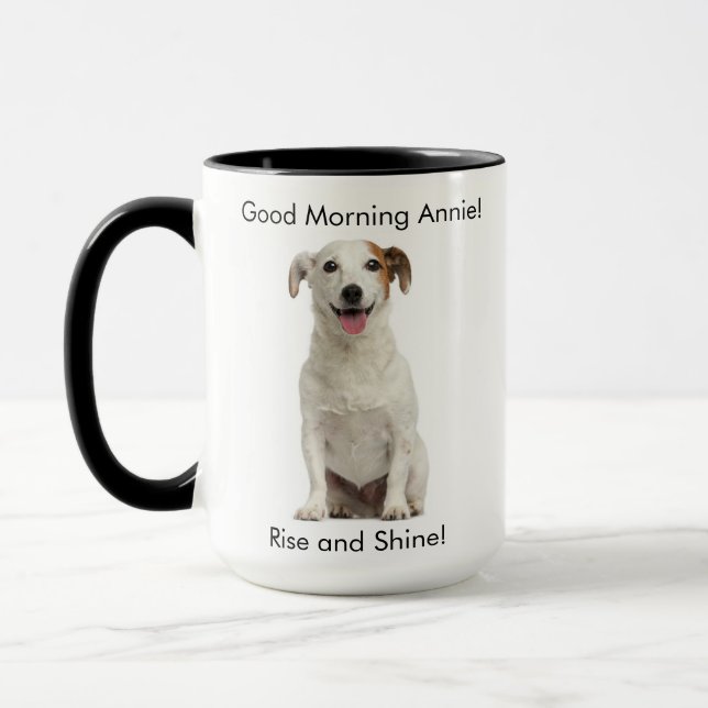 Customizable Happy Jack Russell Dog Mug (Left)