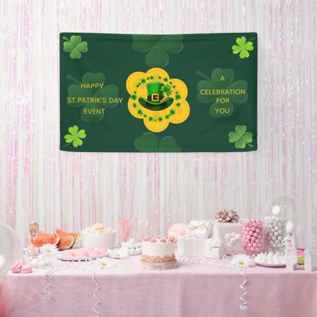 Customizable Happy St. Patrick's Day Event Green B Banner (Party)