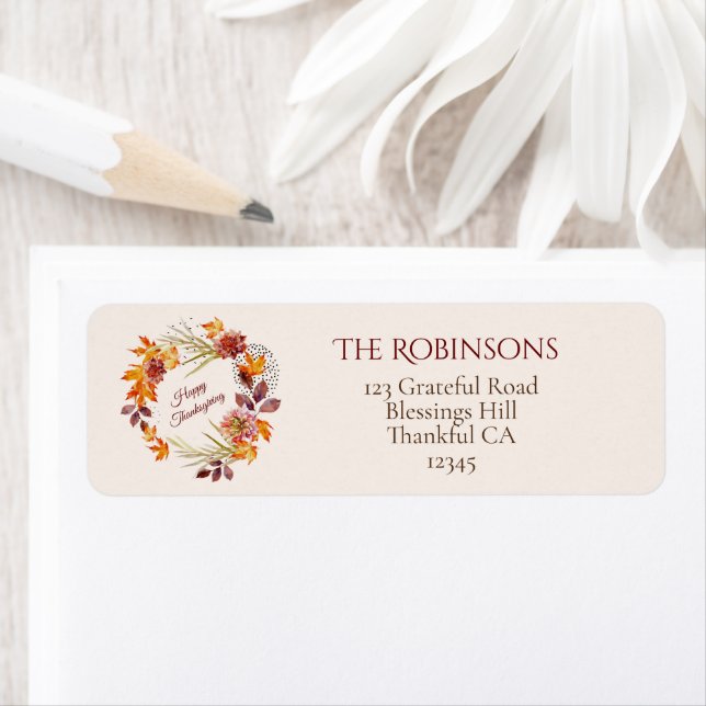 Customizable Happy Thanksgiving Floral Wreath (Insitu)