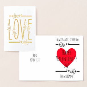 Customizable Happy Valentines Day Red Heart Modern Foil Card
