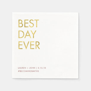 Customizable hashtag best day ever wedding napkins