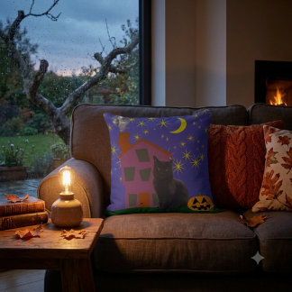Customizable Haunted House Throw Pillow