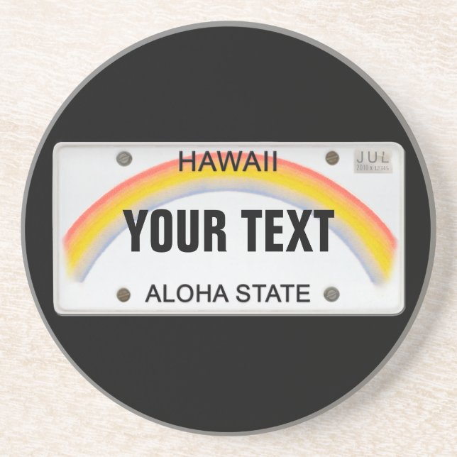 (Customizable) Hawaiian License Plate Coaster (Front)