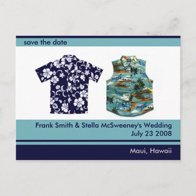 Customizable Hawaiian Save the Date Announcement Postcard (Front)