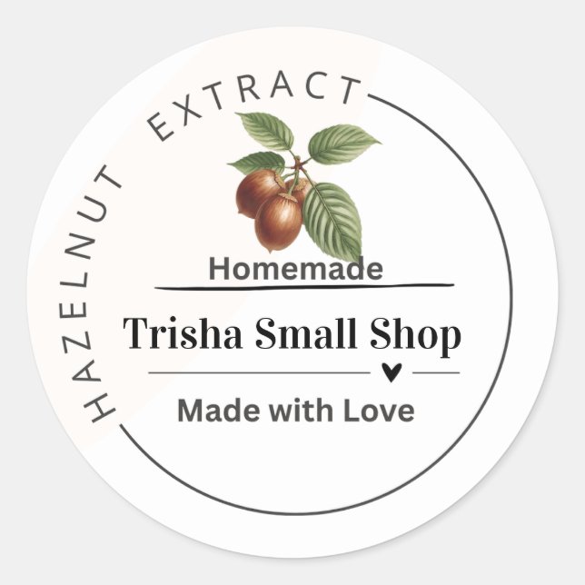 Customizable Hazelnut Extract Label – Personalized (Front)