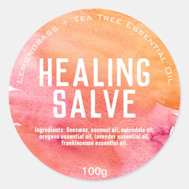 Customizable Healing Salve Balm Label (Front)