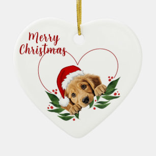 Customizable Heart Golden Retriever Ornament