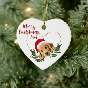 Customizable Heart Golden Retriever Ornament