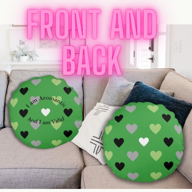 Customizable Heart Pattern With Aromantic Colours  Round Pillow (Creator Uploaded)
