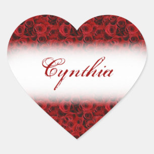Customizable heart rose name stickers