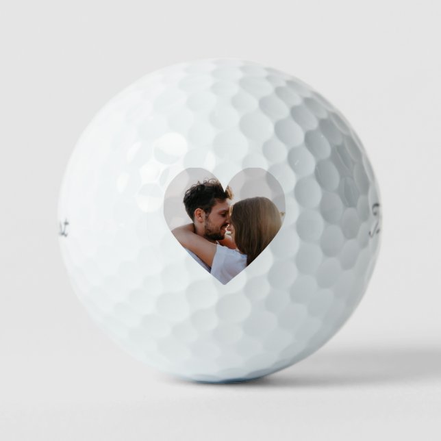 Customizable Heart-Shaped Photo Template Gift Golf Balls (Front)