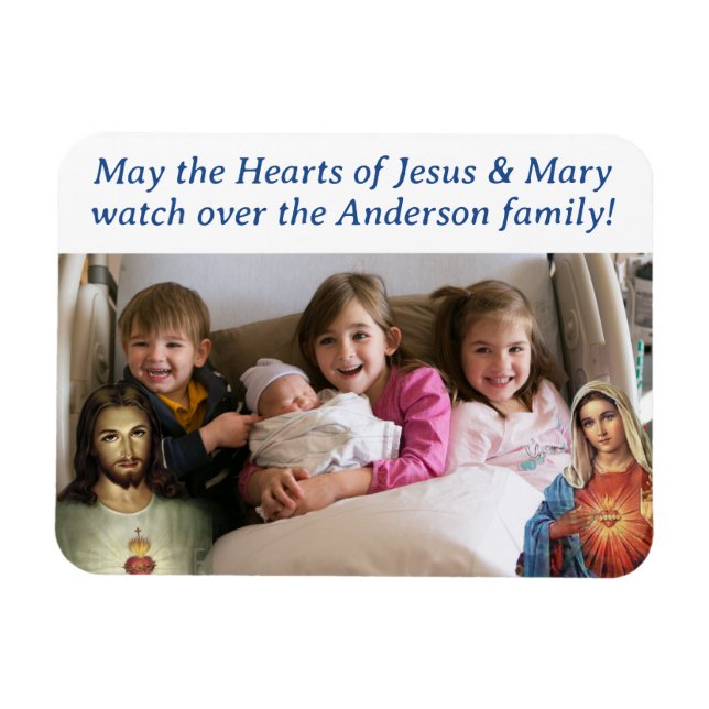 Customizable Hearts of Jesus & Mary Photo Magnet (Horizontal)