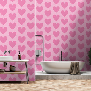 Customizable Hearts Pattern, Pink on Pastel Pink Wallpaper
