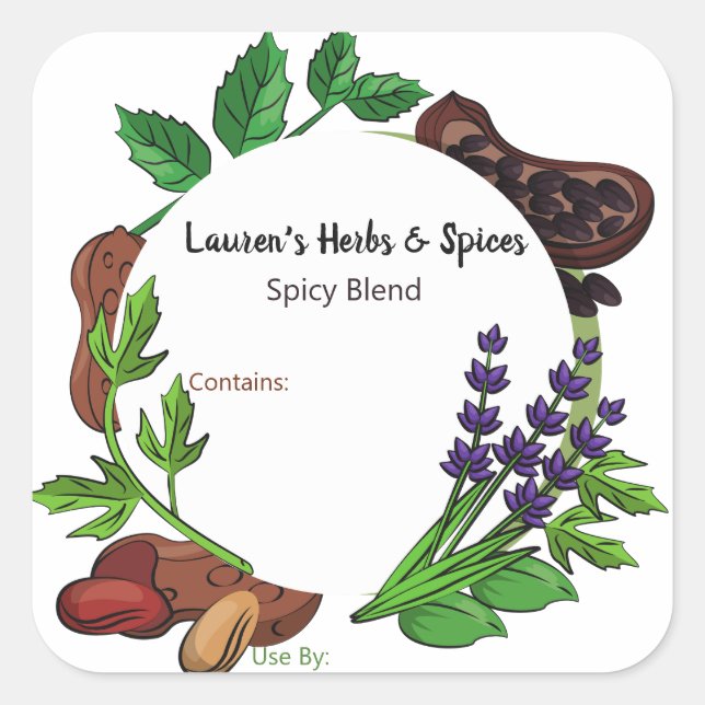 Customizable Herbs & Spices Food Labels (Front)