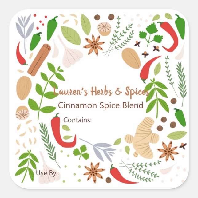 Customizable Herbs & Spices Food Labels (Front)