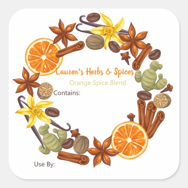 Customizable Herbs & Spices Food Labels (Front)